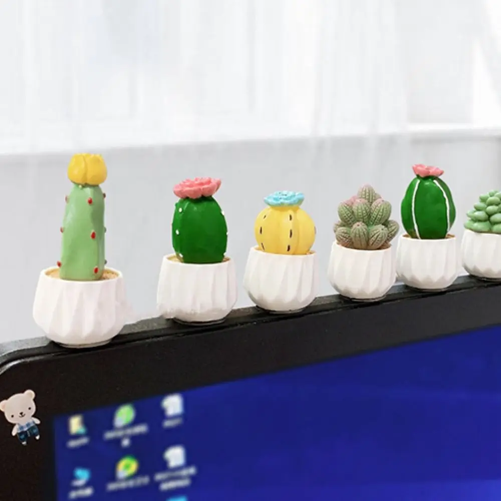 هدية صغيرة لطيف الصبار سيارة زخرفة DIY بها بنفسك الراتنج دمية مصغرة عصاري بوعاء الصبار بونساي نموذج أواني النباتات العصارية #4