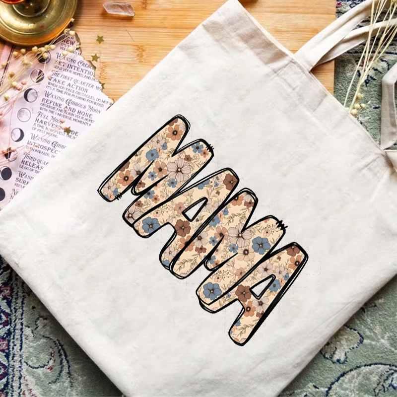 

Large Capacity Mama Vintage Floral Canvas Women Shoulder Bag Portable Mom Life Zipper Tote Bag Casual Handbag for Mom and Baby