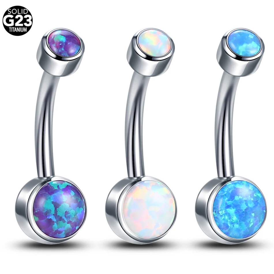 

1Pc ASTM F136 Titanium Opal Multicolor Belly Button Rings Internally Threaded Top Navel Earring Piercing Sexy Women Body Jewelry