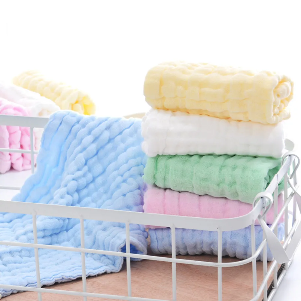 

5Pcs Pure Cotton Baby Face Towels Highly Absorbent Burping Cloths for Milk Spill Drool Sweat Soft Hand Towels for Infants Muslin