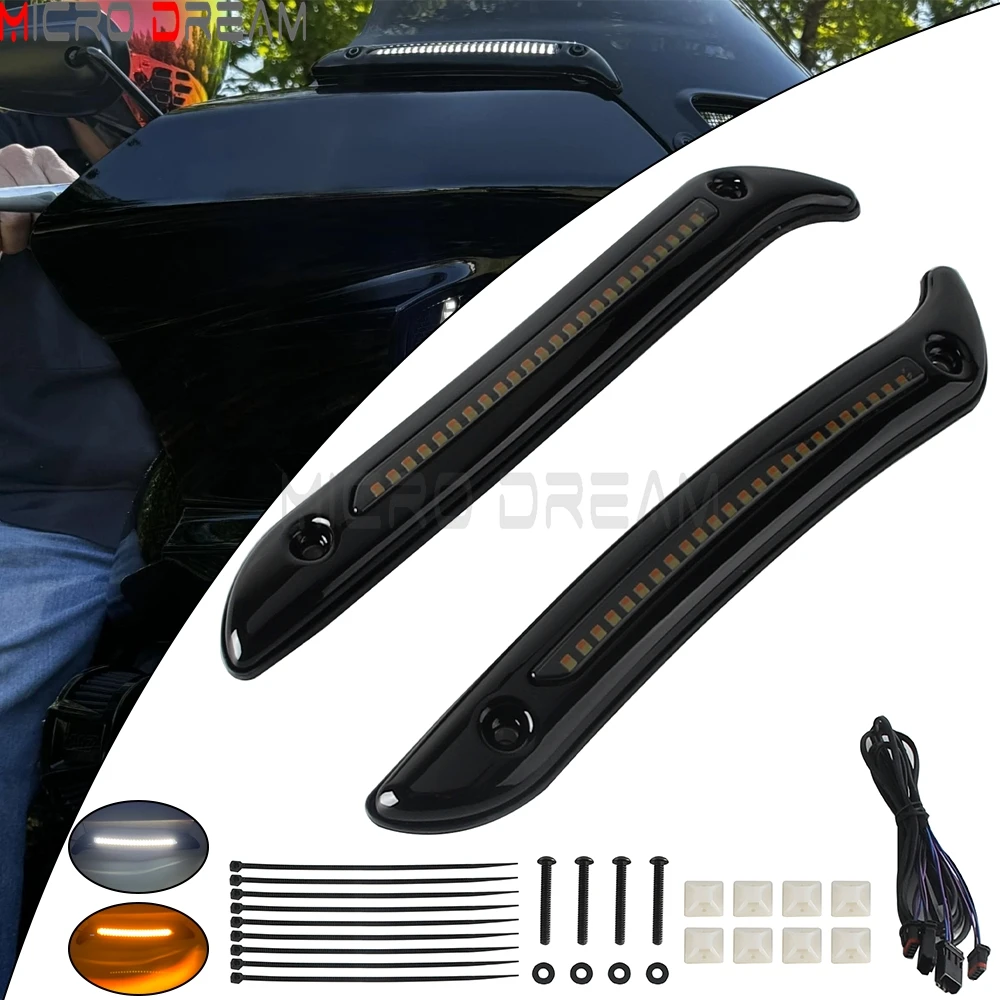 

Мотоциклетный светодиодный боковой указатель поворота для лобового стекла для Harley Softail Low Rider ST FXLRST FXRST 2022-24, декоративная лампа для ветрового стекла