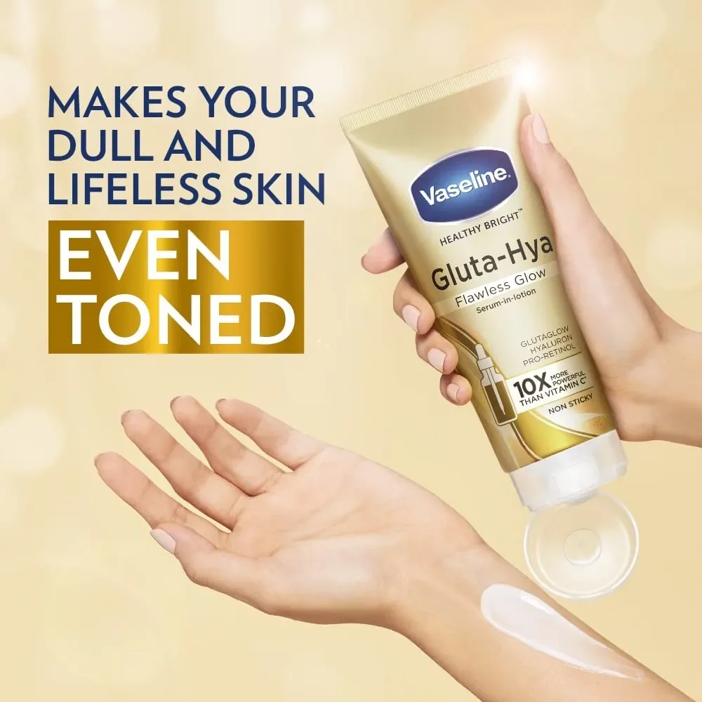 Vaseline Gluta-Hya Flawless Glow Body Lotion Serum-In-Lotion,Boosted with GlutaGlow,for Visibly Brighter Skin From 1st Use 300ml