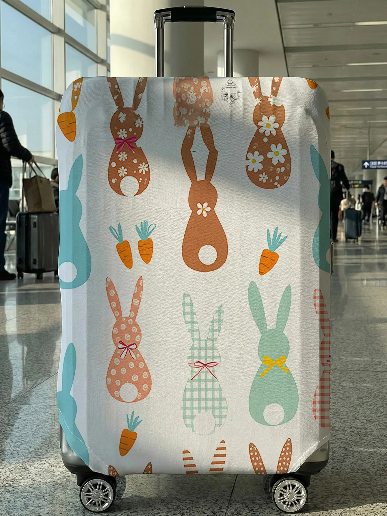 

Чехол для багажа с мультяшным кроликом и морковкой, подходит для чемоданов 18-32 дюймов, чехол на ручку чемодана, дорожные аксессуары