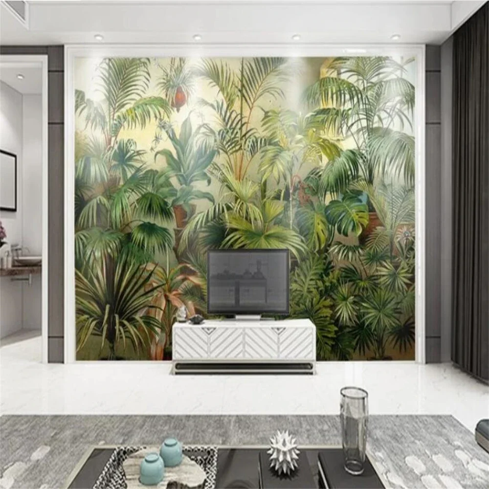 Custom Southeast Asian animal plant wall coverings wallpaper TV background wall papers restaurant bird 3D Wall stickers homestay