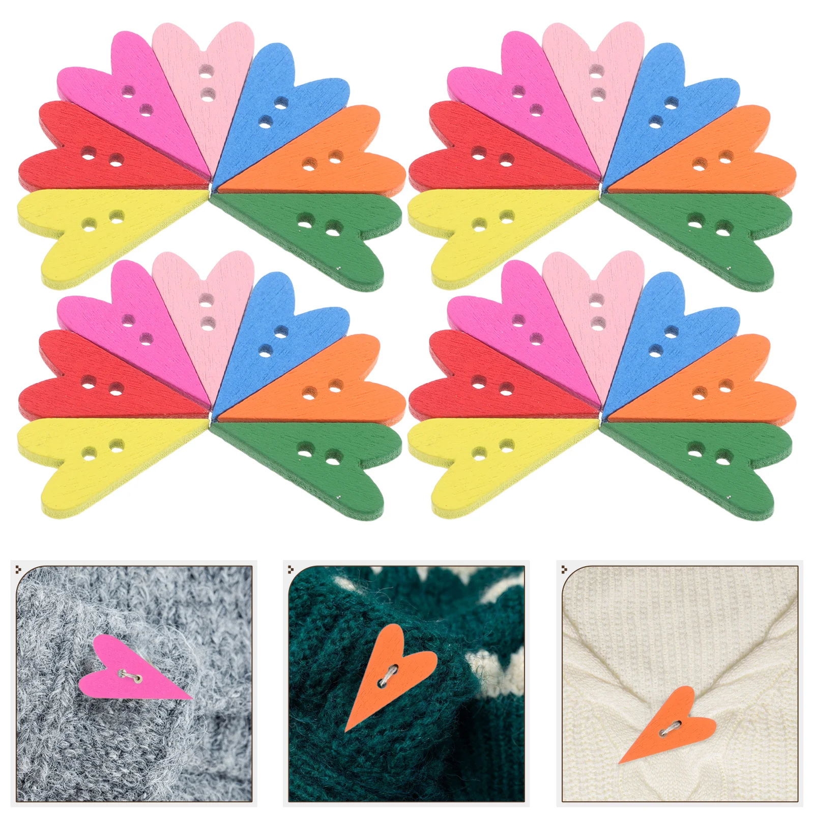 

500Pcs Colorful Heart Shaped Wooden Buttons DIY Sewing Accessories Unique Design for Crafts Clothing Bags Heart Buttons Bulk