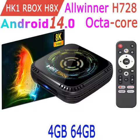 H728 Android 14.0 Allwinner Octa Core 8K HDR10 1000M LAN Wifi6 BT5.0 RAM 4GB ROM 64GB Game TV Stick Smart TV Box HK1 RBOX H8X