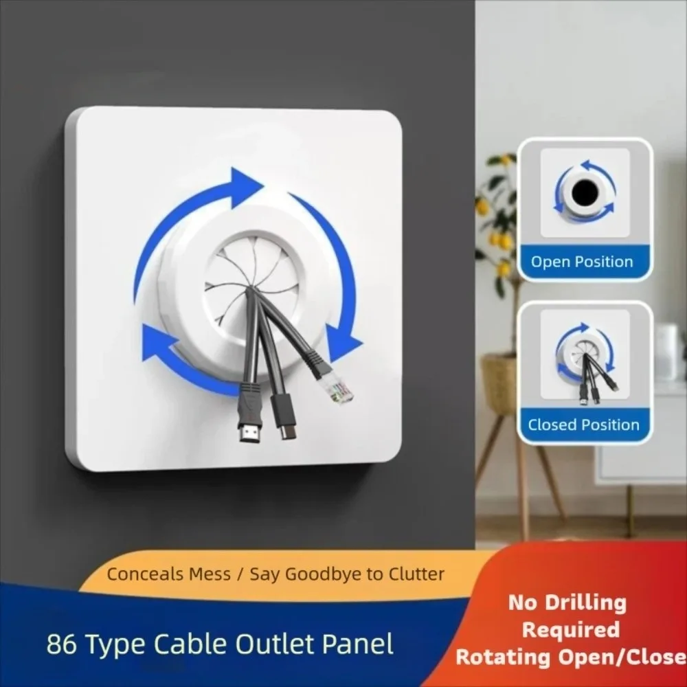 Decorative Type 86 Cable Outlet Panel Cover With Outlet Hole Rotating Opening Switch Decorative Cover Blank Cover Home