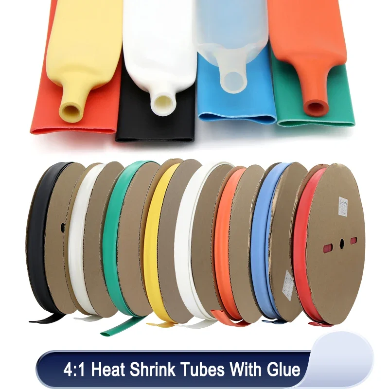 4:1 Heat Shrink Tube With Glue 4 6 8 12 16 24 40 52 72mm Thermoretractile Heat Shrinkable Tubing Dual Wall Heat Shrink Tubing