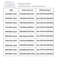 3pcs Duvet Cover Set with Pillow Case Double Comforter Bedding Set Quilt Cover Queen/King Couple or Single Bed 2
