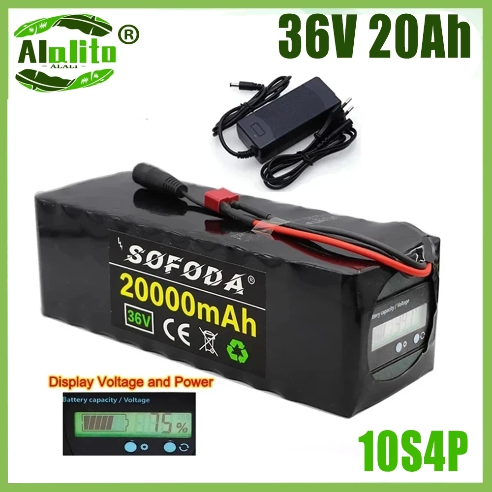 

36V battery 10S4P 20Ah battery pack 1000W high power battery 42V 20000mAh Ebike electric bicycle BMS Capacity Indicator+charger