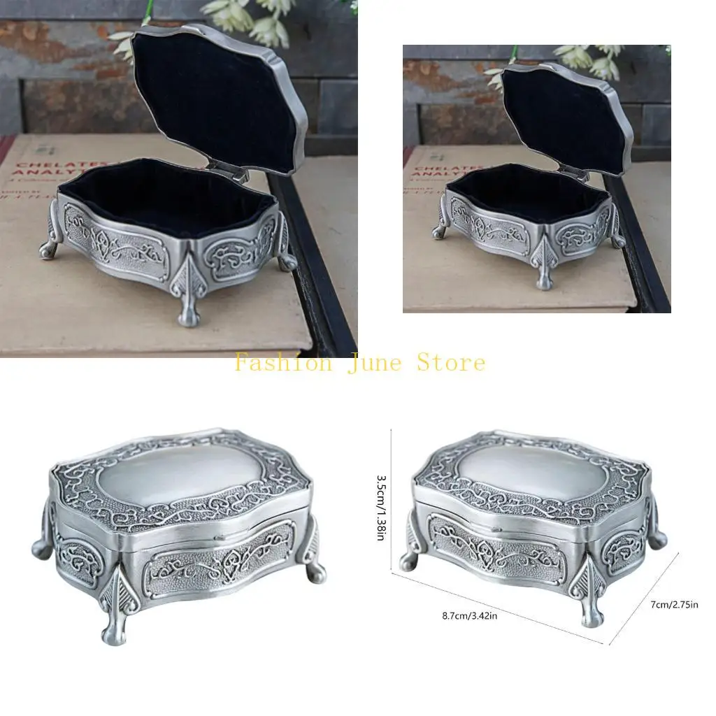 

N5KA European Inspire Jewelry Storage Box Antique Metal Designs Travel Jewelry Case