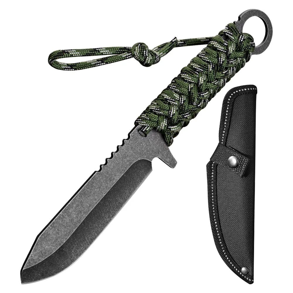 Stainless steel Straight knife outdoor pocketknife Portable camping survival tool multifunctional cloth handle knie
