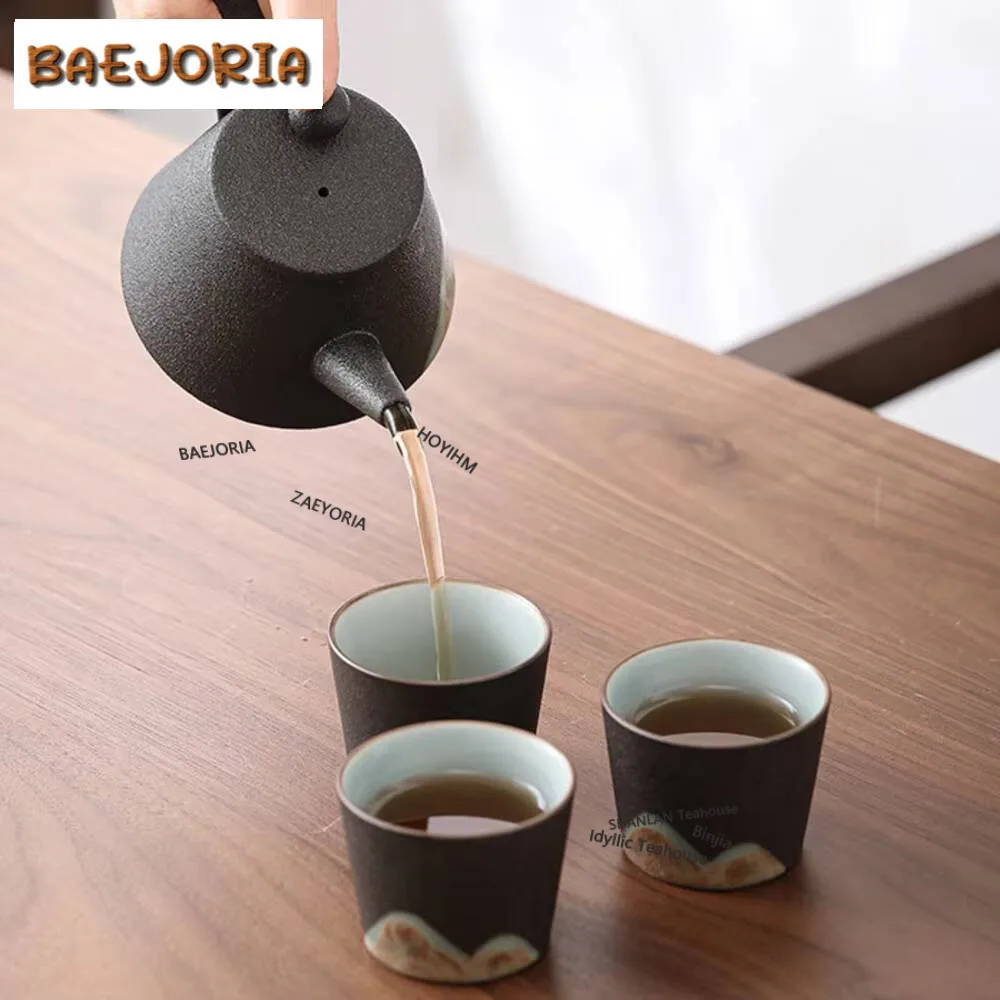 Japanese Hand-painted Mountain Pottery Tea Set Complete Set Ancient Tea Ceremony Set Teapot and Tea Cup Set Chinese Tea Set Gift view 6