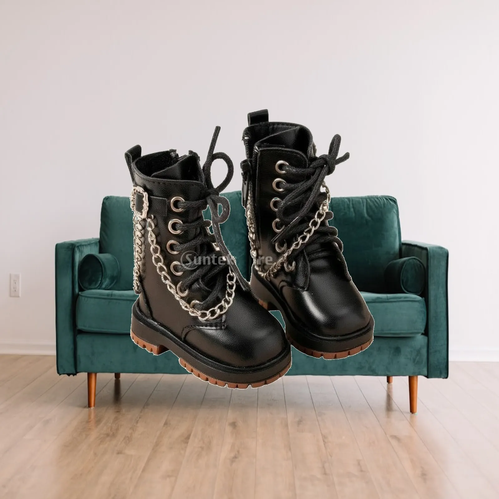 BJD Doll Ankle Boots Streetwear Doll Boots with Chain Miniature Footwear Fashion-Forward Compact