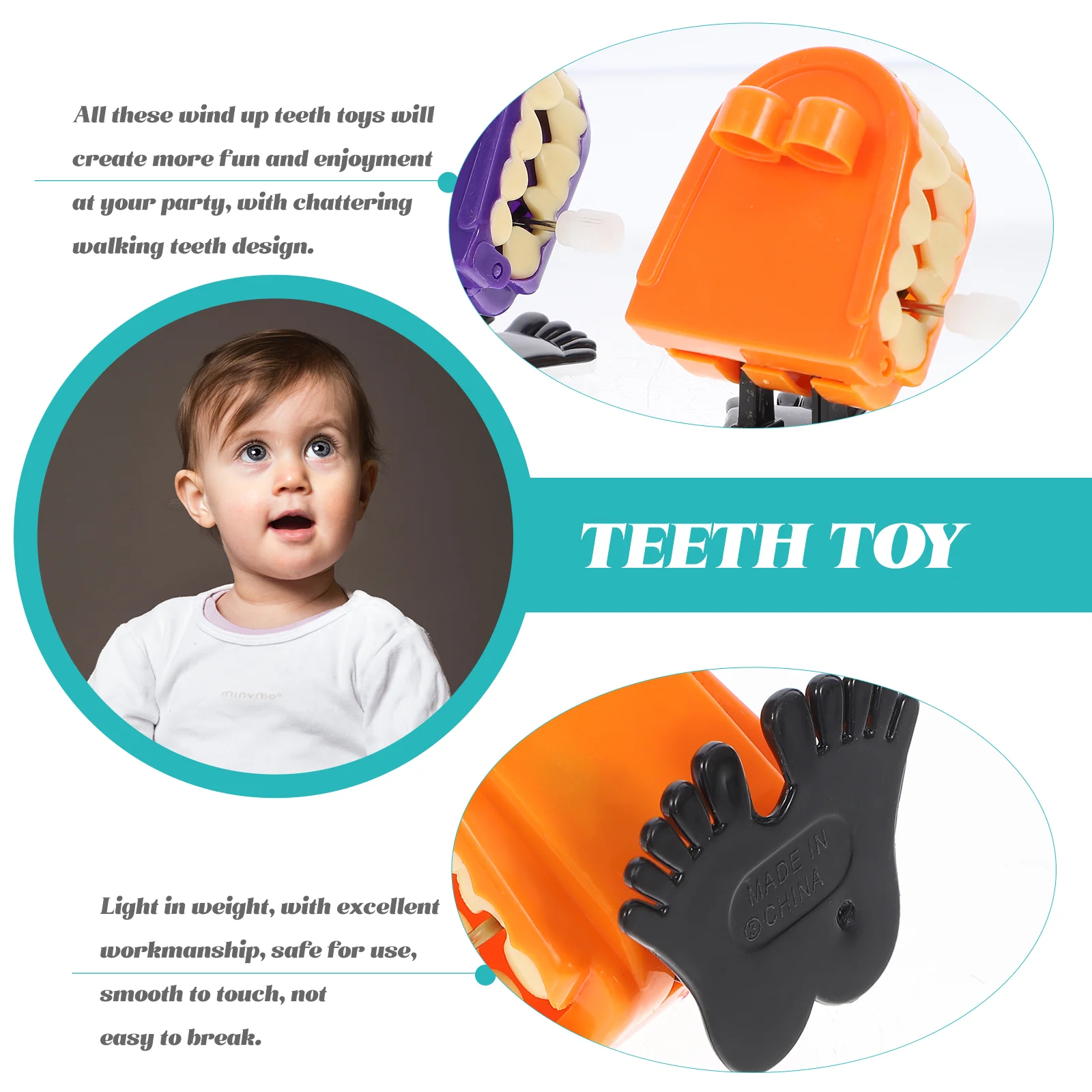 7 Pcs Teeth Day Toys Wind up for Kids Clockwork Mouth Walking Chattering Plastic