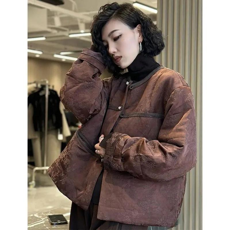 

Korean Women Long Sleeves Parkas Coat 2025 Female Printing Puffer Jacket Winter Lady Fashion Large Size 4XL Down Cotton Outwear