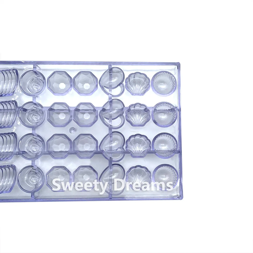 32 Cavity Polycarbonate Chocolate Mold Love Shape Mousse Cake Mould Form Tray Baking Sweets Pastry Confectionery Tools