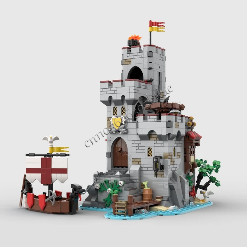 1321 ELEMENTÓW MOC Średniowieczny Nadmorski Rynek Wieża Modularny Model Klocki Konstrukcyjne Zestawy Edukacyjne Klocki do Składania Zabawki Prezent na Boże Narodzenie dla Dzieci