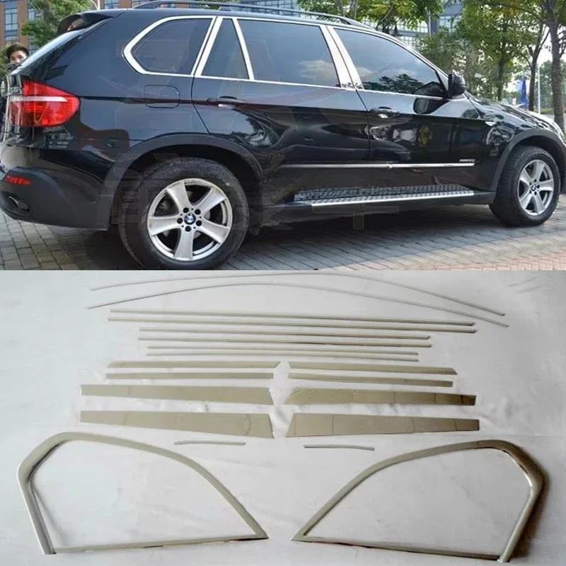 

304 Stainless Steel 20PCS Full Window B Pillar Frame around Trim Cover For BMW X5 E70 2008-2013 Upgrade