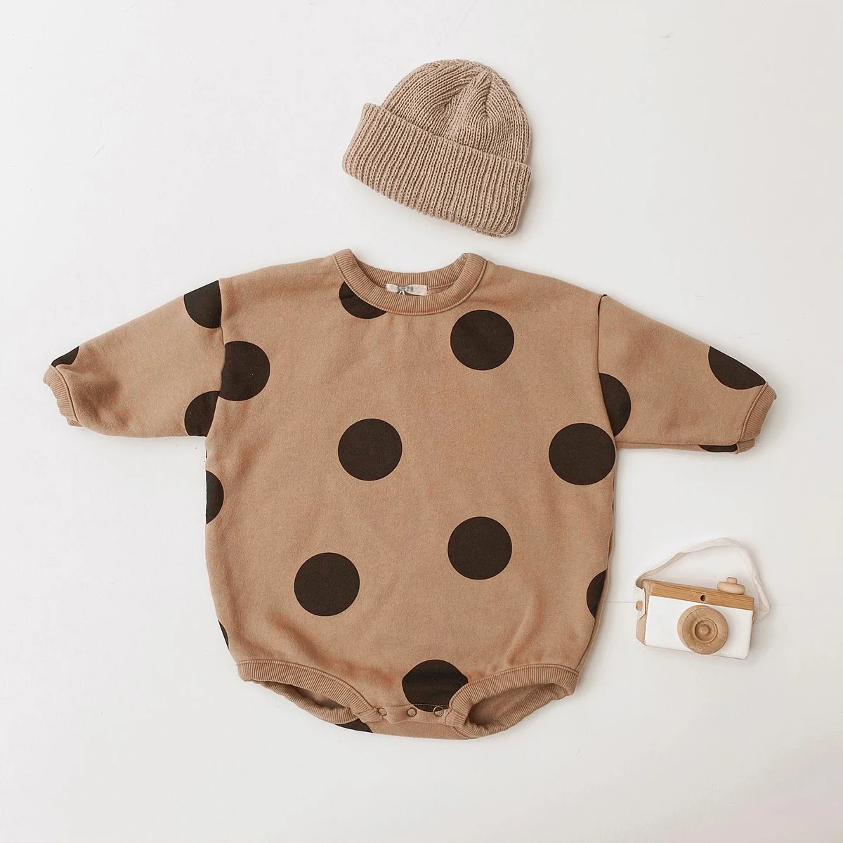 Korean INS Baby Girls Romper Clothes for Newborns Bodysuit Long Sleeve Polka Dots Sweatshirt Romper 2023 Autumn Baby Boy Romper