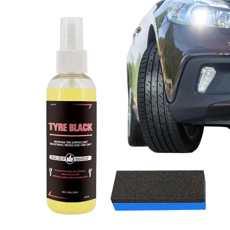 Tire Dressing Spray Shine Tire Dressing Coat Spray With Applicator Pad Deep Nourishment Long-Lasting 100ml Maintenance Supplies