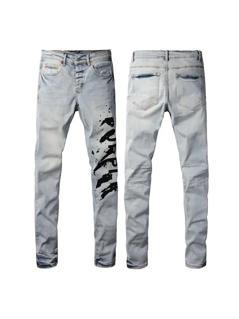 High-Quali Streetwear Men's Jeans with Patches Water Waed Slim Fit Youthful Sle Breathable Long Pants for Spring Autumn