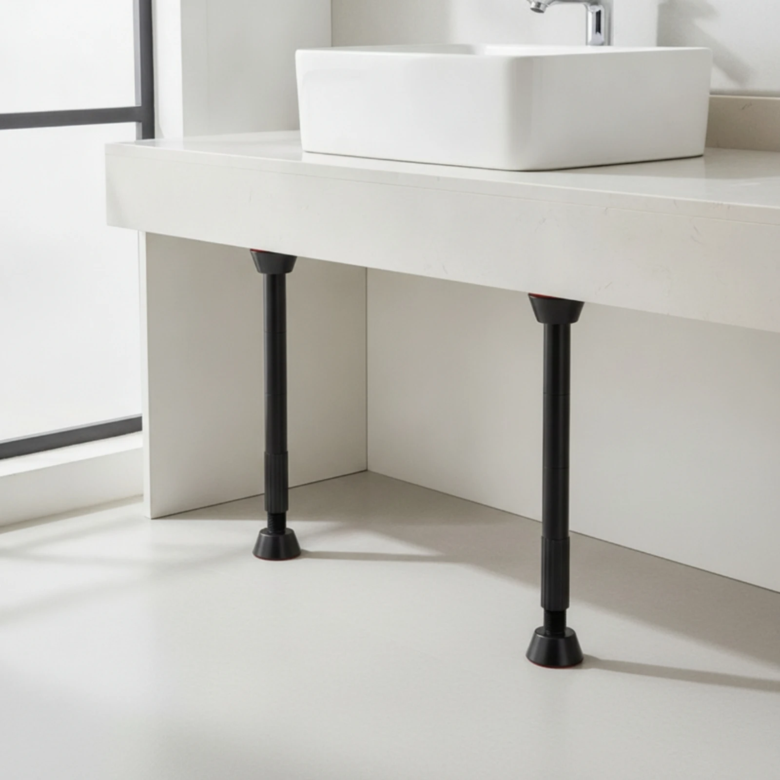 2 Pieces Sink Support Rod with ABS Base Anti-Slip Undermount Sink Support Hardware Heavy Duty Easy to Install for DIYers