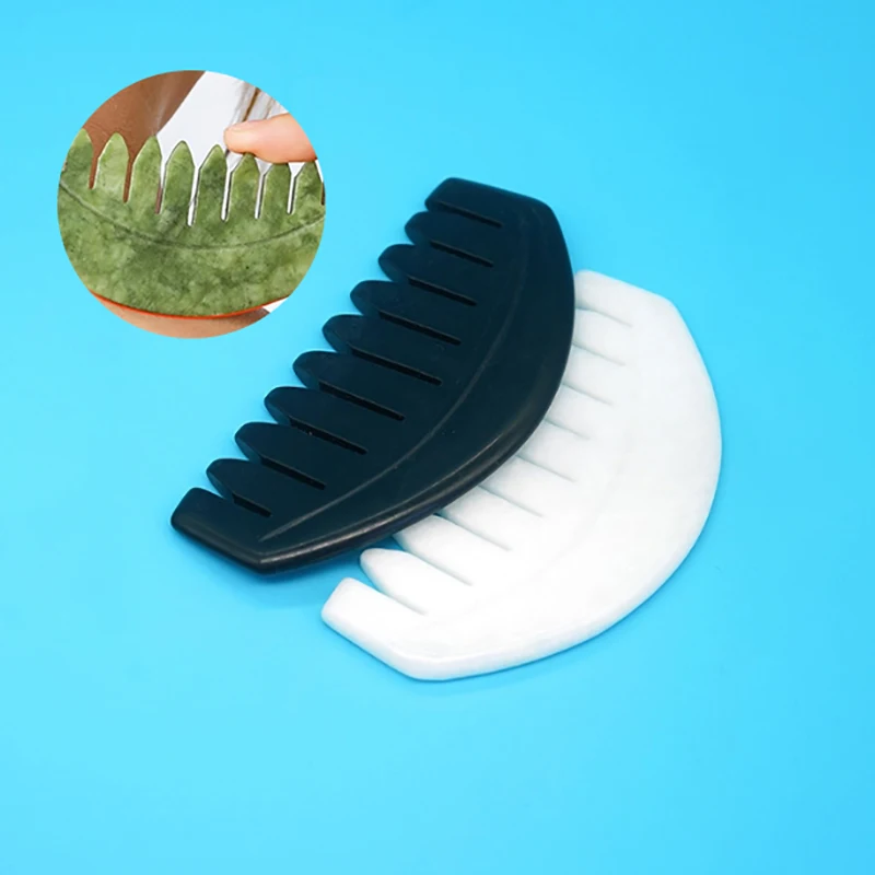 Jade Massage Comb Head Massager Lady Scalp Care Natural Jade Stone Combs Gua Sha Board Hair Brush Gouache Scraper Jade Massager