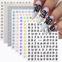 3D Glittery Gothic Letter Design Nail Art Stickers Uppercase Alphabet Letters Artistic Designs DIY Nail Art Decals Decoration #1