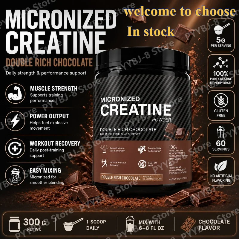 Creatina Monohidrato en Polvo Sabor Chocolate 10.6 OZ Mejora el Rendimiento Atlético y Promueve la Recuperación Muscular Después del Ejercicio