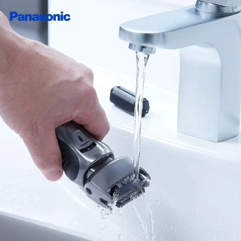 ماكينة حلاقة كهربائية ممتازة من باناسونيك للرجال، ماكينة حلاقة كهربائية جافة/رطبة ذات شفرتين مع ماكينة تشذيب لرأس اللحية العائمة