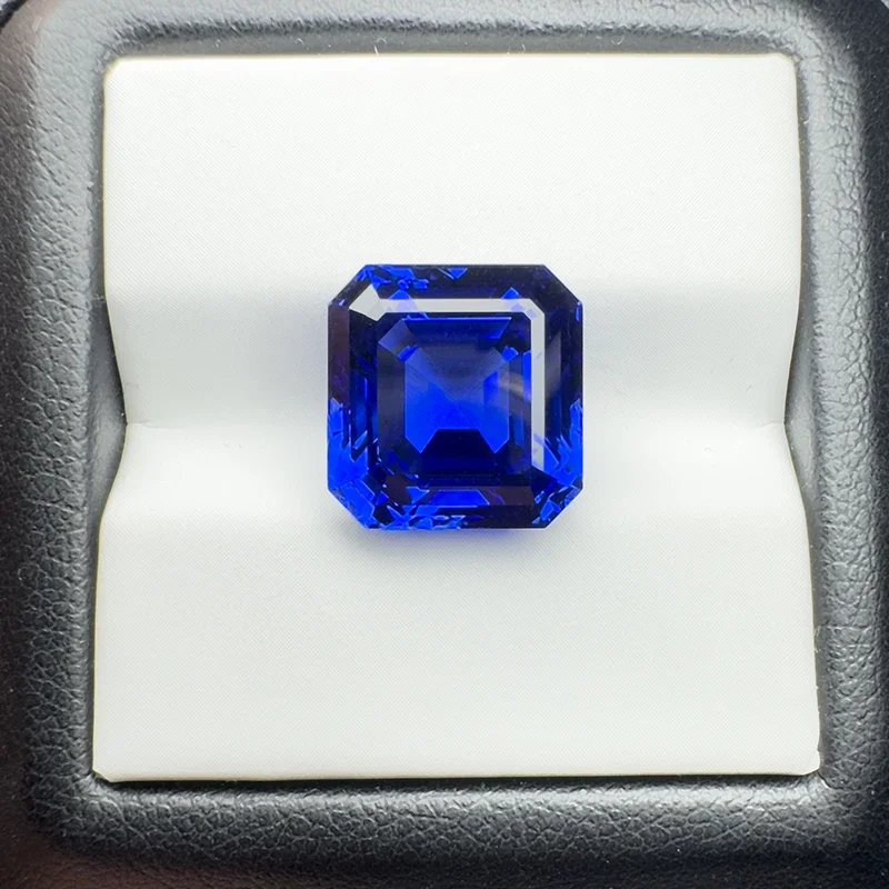 Safira cultivada em laboratório, azul real, corte asscher, 12x12mm, 12,7ct, pedra preciosa vvs1, para fazer joias diy com certificado agl