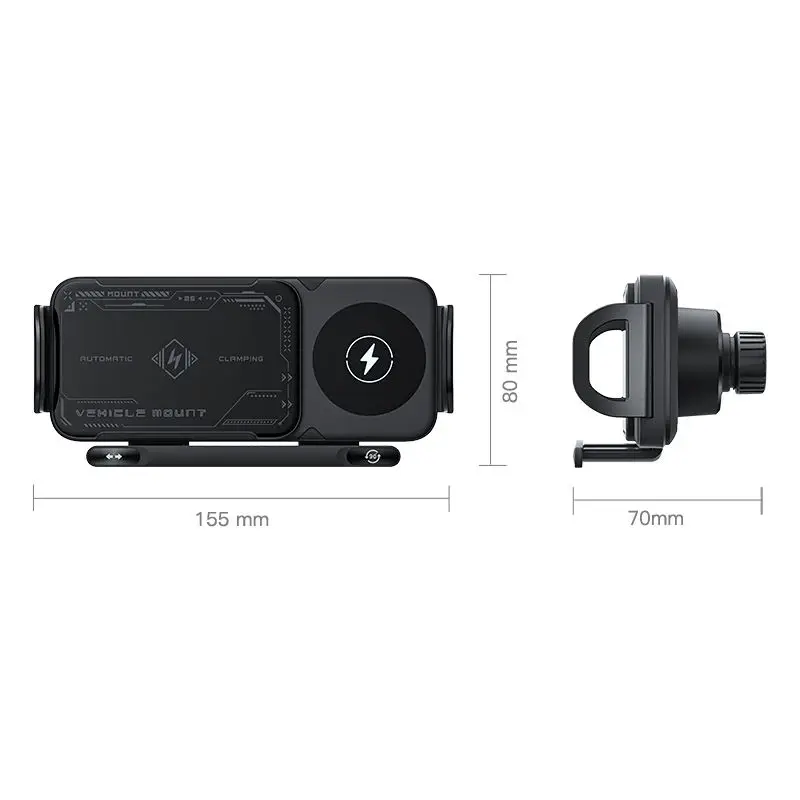 Foldable Phone Holder Car Wireless Charging Phone Mount Universal Phone Holder Intelligent Induction Electric Rotation Charger - Image 2