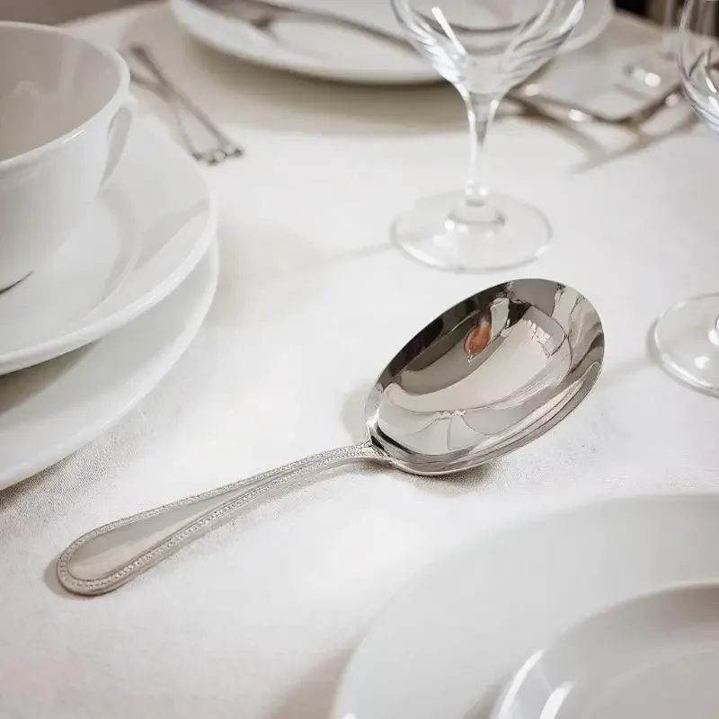 

Large Stainless Steel Square Spoon and Flat Bottom Soup Ladle: Perfect for Serving Desserts, Rice, and Ice Cream