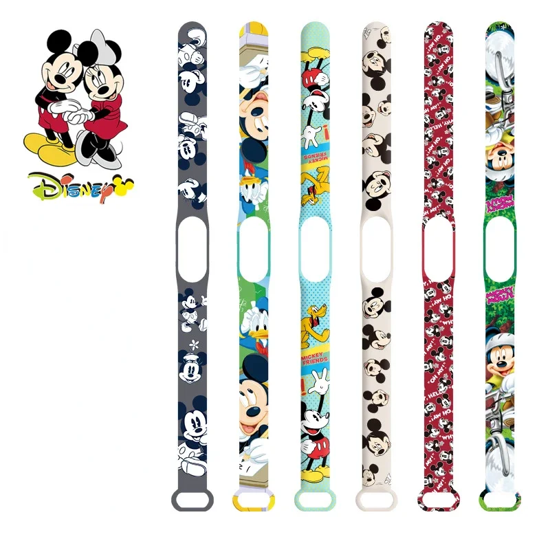 Disney Mickey Watch Strap for Xiaomi Mi Band 7 6 5 4 3 Wristband Silicone Bracelet Wrist MiBand 4 5 6 Smartwatch Accessories