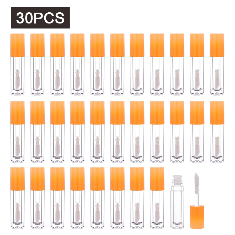 

CAIYA 5ml thick bottle unique orange lid clear lipgloss container round empty refillable lipstick tubes lip oil balm packaings