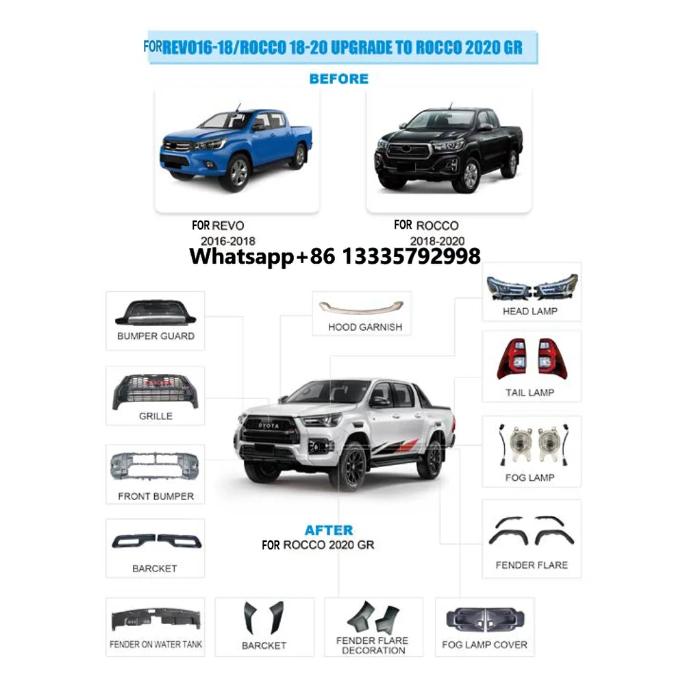 

High End Customized Products Upgrade Car Set Facelift Body Kit for Revo 16-18/Rocco 18-20 Upgrade to Rocco 2020 GR