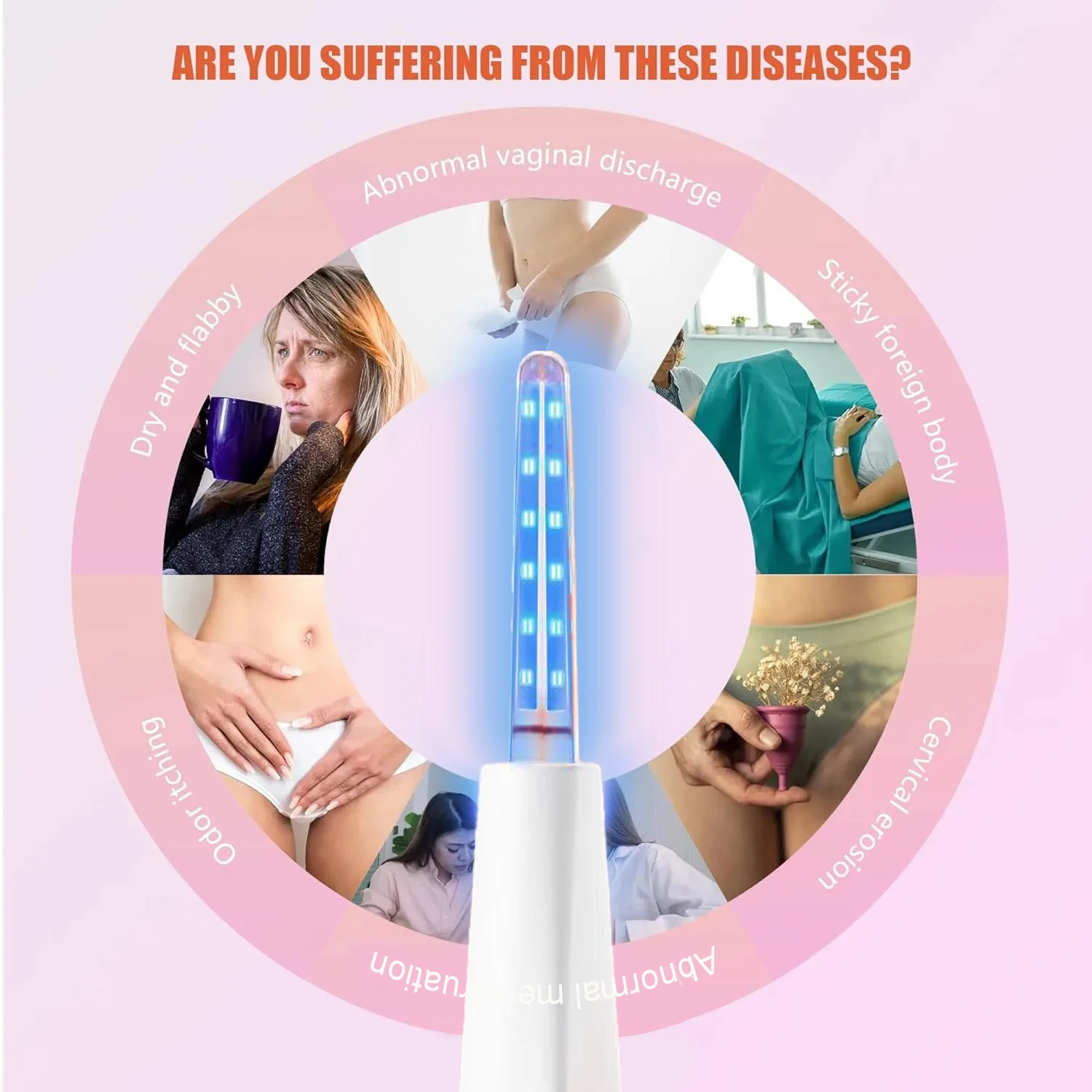 Female Gynecological Vaginitis Therapy Device  LED Vaginal Massage Red Light Blue Light Vaginal Pelvic Inflammation Therapy