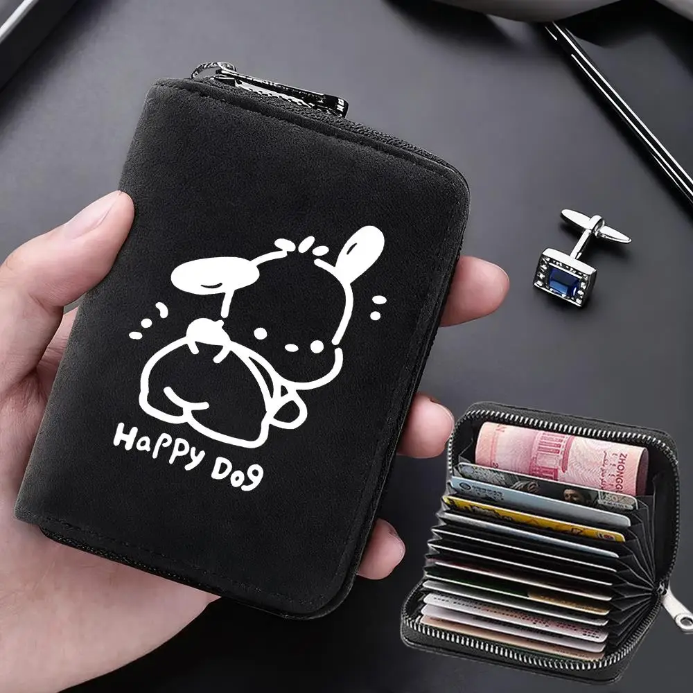 Pochacco حقيبة بطاقات متعددة الوظائف 11 بطاقة فتحة حامل بطاقة الائتمان مكافحة إزالة المغناطيسية محافظ غطاء سستة المحفظة #1