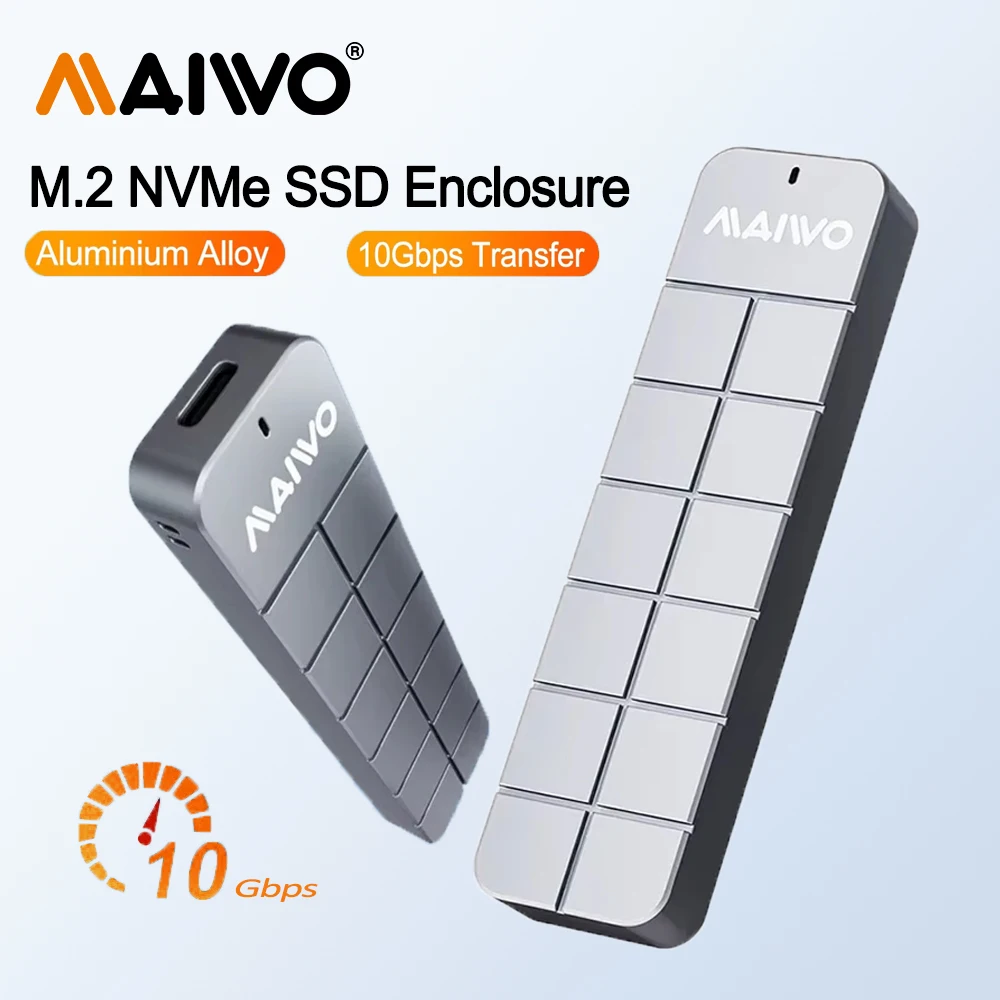 

MAIWO M.2 NVME SATA SSD Enclosure Visual Smart Supports USB 3.1 Gen2 10Gbps Aluminum Alloy PCIe SSD Docking Station for PC Case