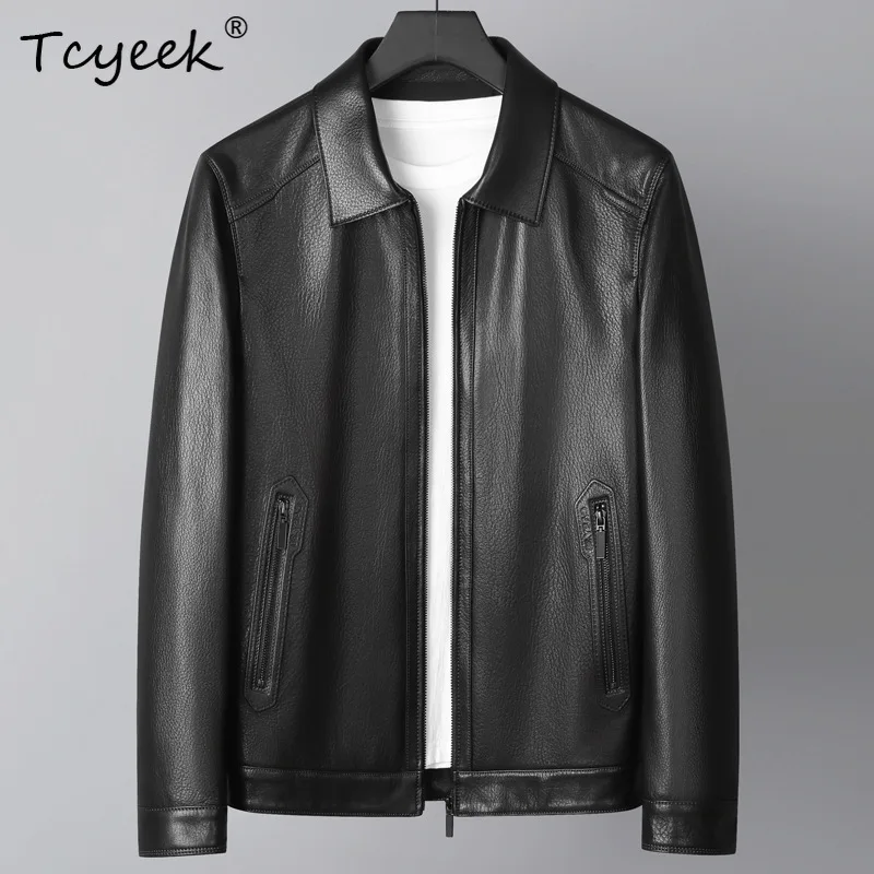 

Tcyeek Real Goatskin Genuine Leather Jacket Men Spring Autumn Clothes New in Outerwears Mens Coats Trendy Jaqueta De Couro 2025