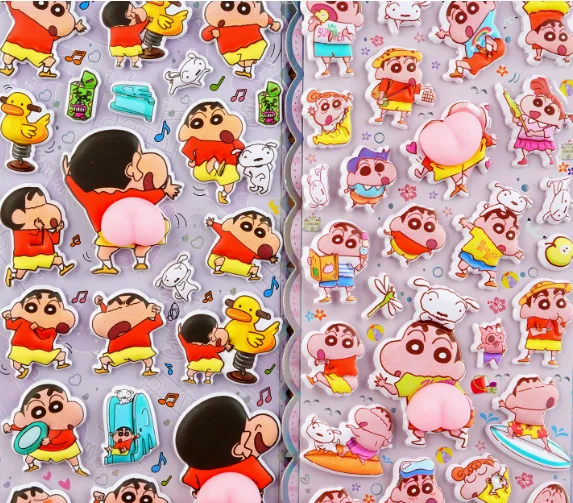 새로운 만화 3D 크레용 신짱 엉덩이 모양 스티커 귀여운 애니메이션 퍼피 장식 핸드 어카운트 노트북 폰 케이스 스크랩북