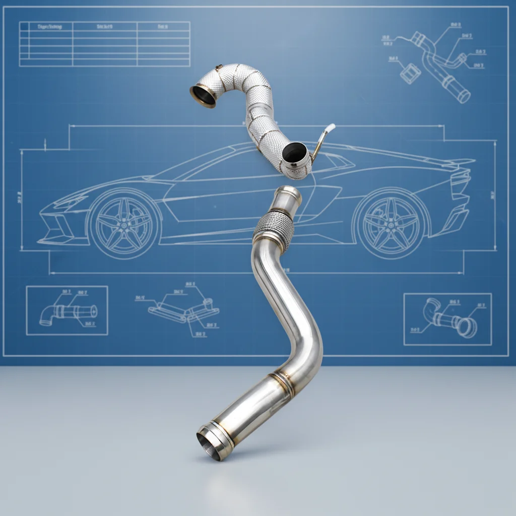 Auto Straight Downpipe RTS For Mercedes-Benz A45/CLA45 AMG 2.0T W117 2014-2023 SUS304 Heat Shield Exhaust Free Flow Downpipe