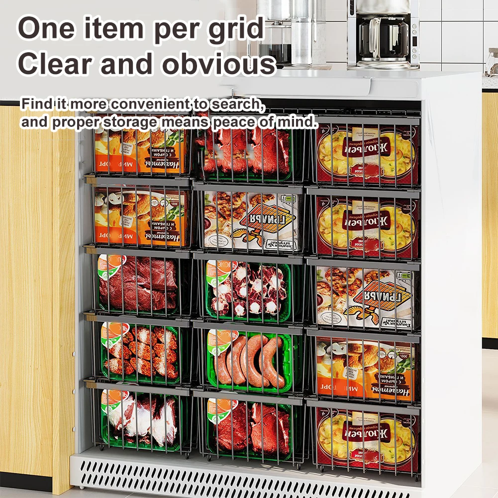 

4pcs Stackable Wire Baskets Vegetable Fruit Storage Metal Basket Freezer Hanging Bin Organizers Home Kitchen Mesh Storage Rack