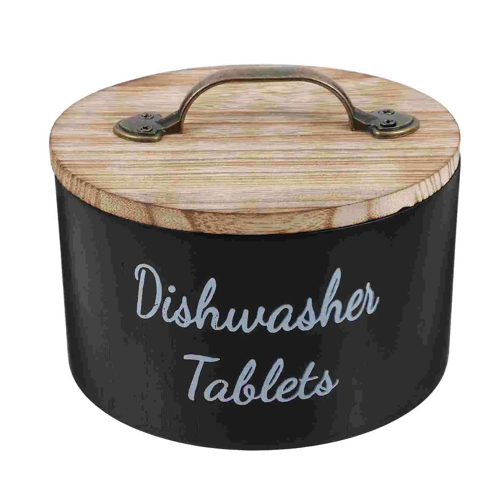 

Dishwasher Storage Box Laundry Container Desktop Jars with Lids Room Organization and Pod Holder Black
