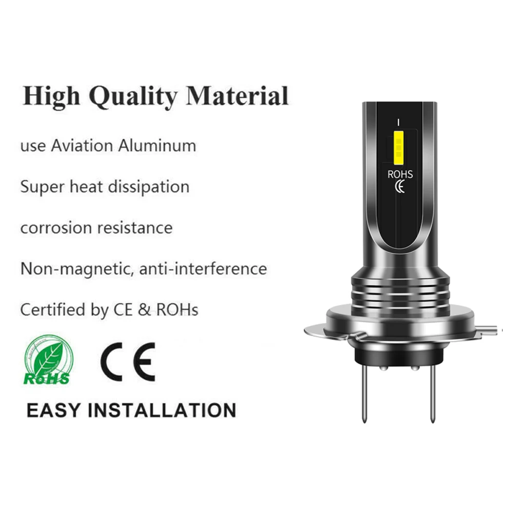 2PCS H7 H11 H4 H8 Led Lights 20000LM 100W For Car Headlight Bulb 6500K Super Bright Fanless Plug&Play 3570 CSP Chip LED Lamps