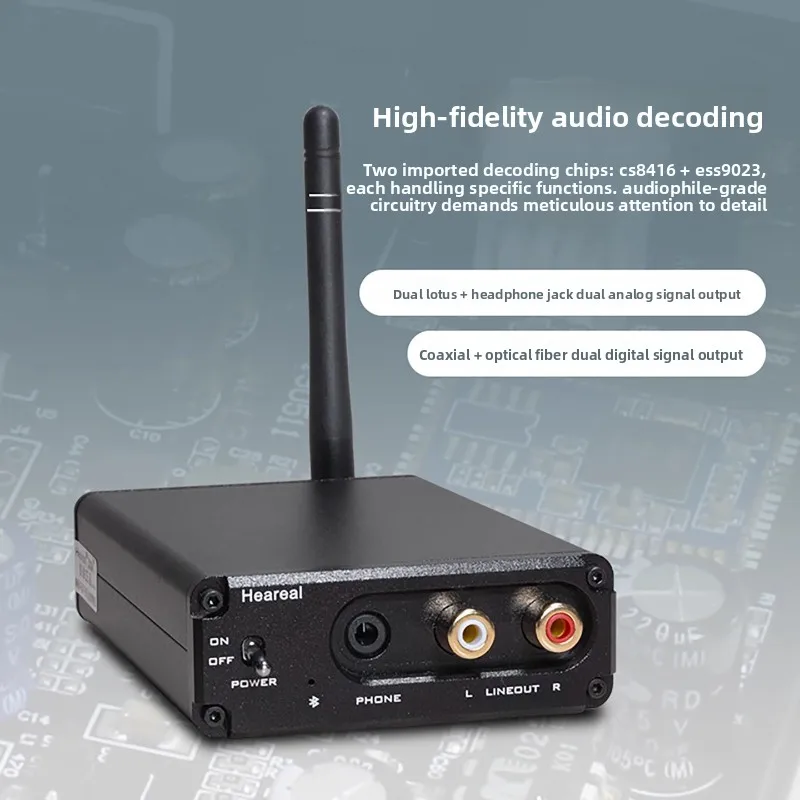 High-Fidelity Wireless Bluetooth 5.4 Audio Receiver APTX-HD Lossless LDAC Optical Coaxial Decoder for Car and Home Use