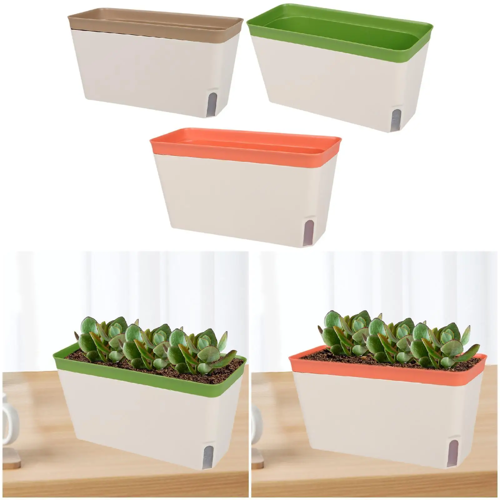 Flower Pot Garden Self Watering Pot Desktop Self Watering Planter Plant Pot for Railing Living Room African Violet Window Porch