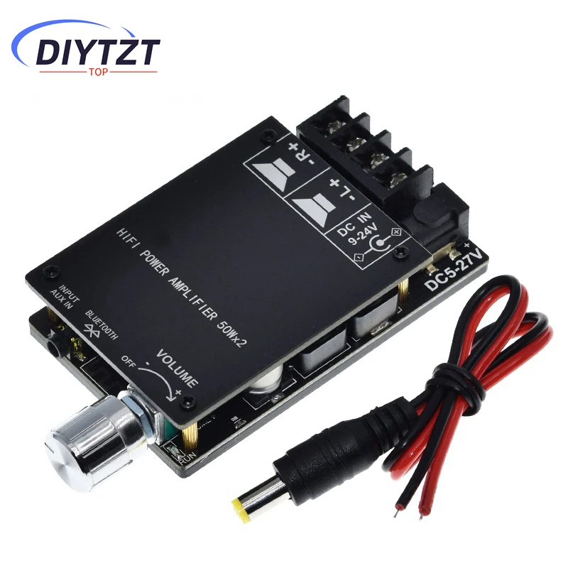 DIYTZT HIFI Stereo Bluetooth 5.0 50W+50W TPA3116 Digital Power Audio Amplifier board TPA3116D2 AMP Amplificador Home Theater