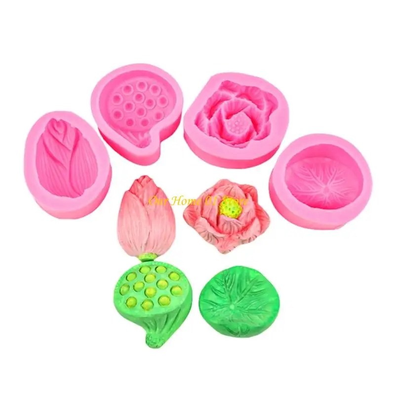 M4YC High Detail Silicone Lotuses Flower Mold For Professional Cooks Flexible Durable Chocolate Fondant Mould